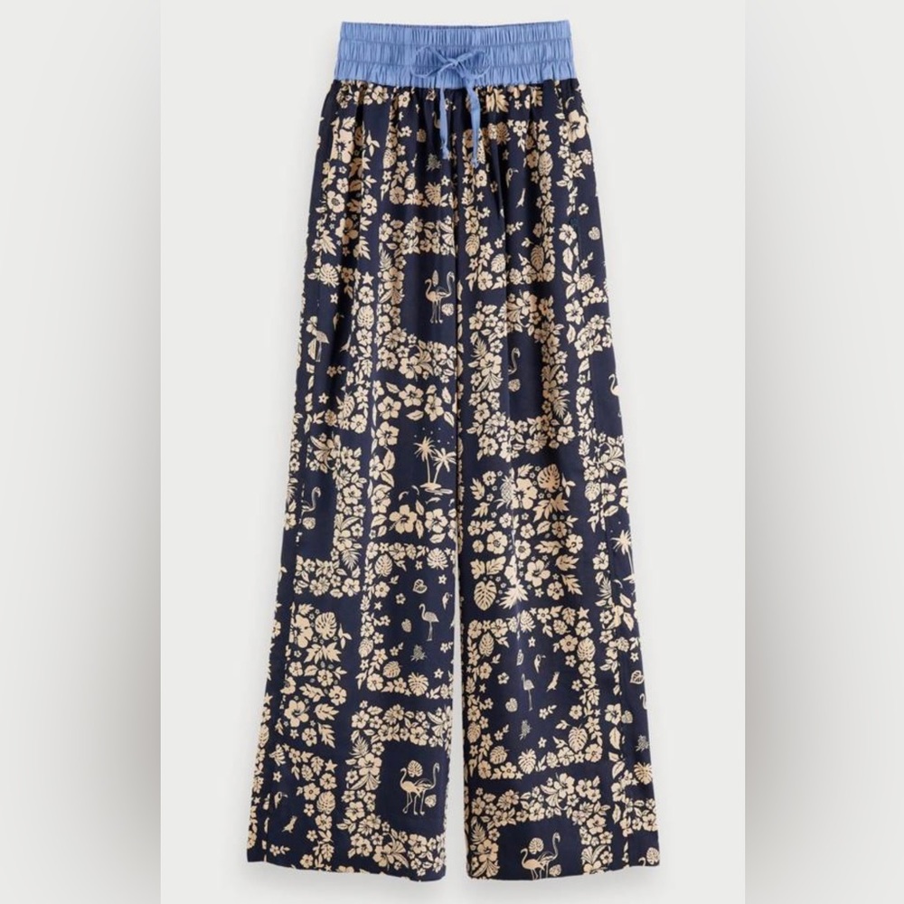 NWT SCOTCH & SODA Les Tropiques women’s Wide leg pants in XS